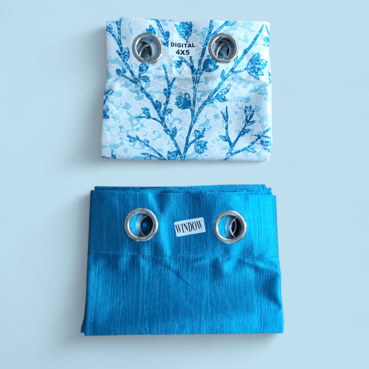 Moonstone Turquoise  Silken Bloom Trio curtains set of 3 pieces - Image 4