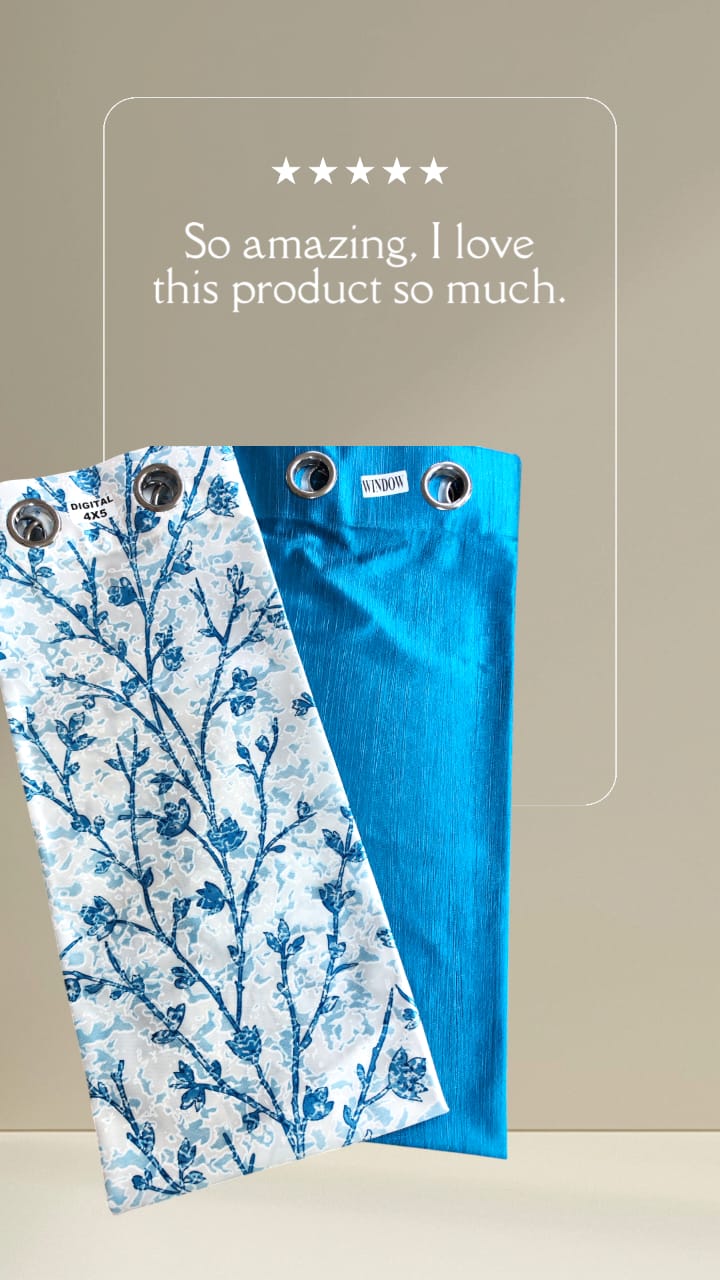 Moonstone Turquoise  Silken Bloom Trio curtains set of 3 pieces - Image 5