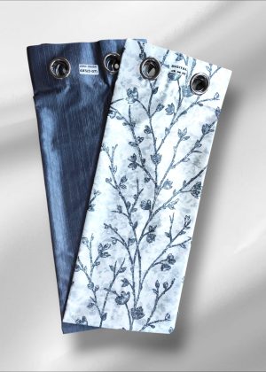 Silken Bloom Trio Curtain Set of 3 - Grey