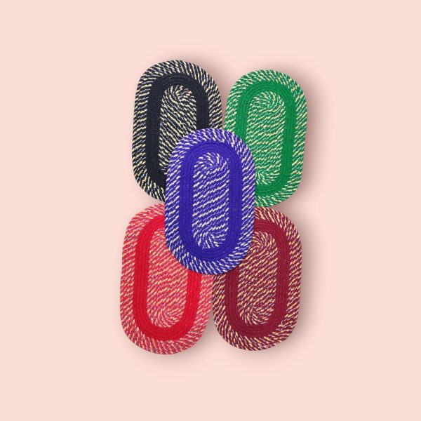 Footmat Glitter Chamki Oval Cotton Set of 5 - Image 2