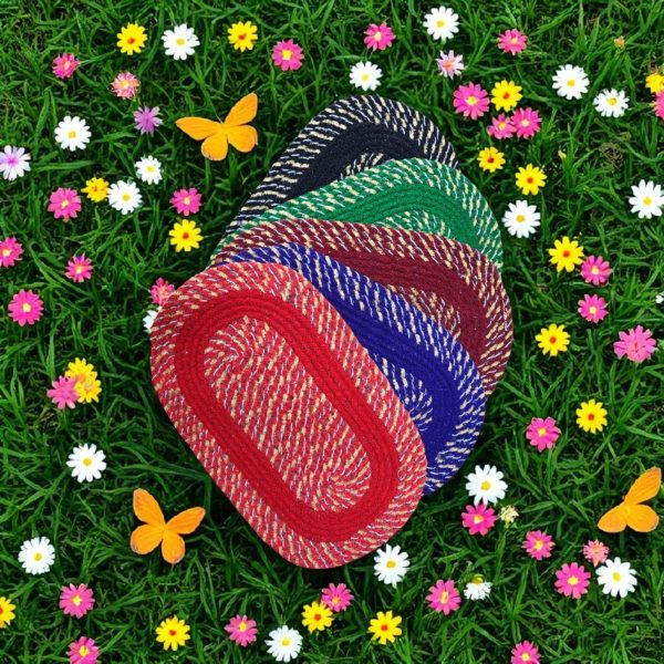 Footmat Glitter Chamki Oval Cotton Set of 5